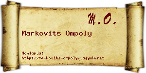 Markovits Ompoly névjegykártya